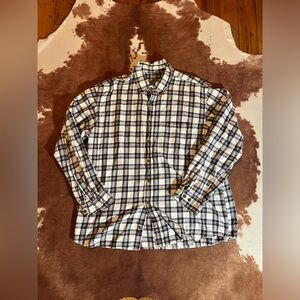 Men's black and white plaid button  
size XL